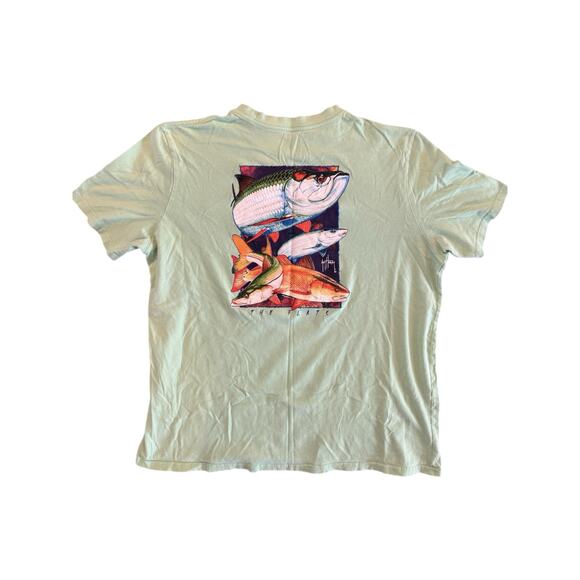 Guy Harvey XL Fishing T-Shirt The Flats Graphic Pocket Tee Mint Green - Picture 7 of 10